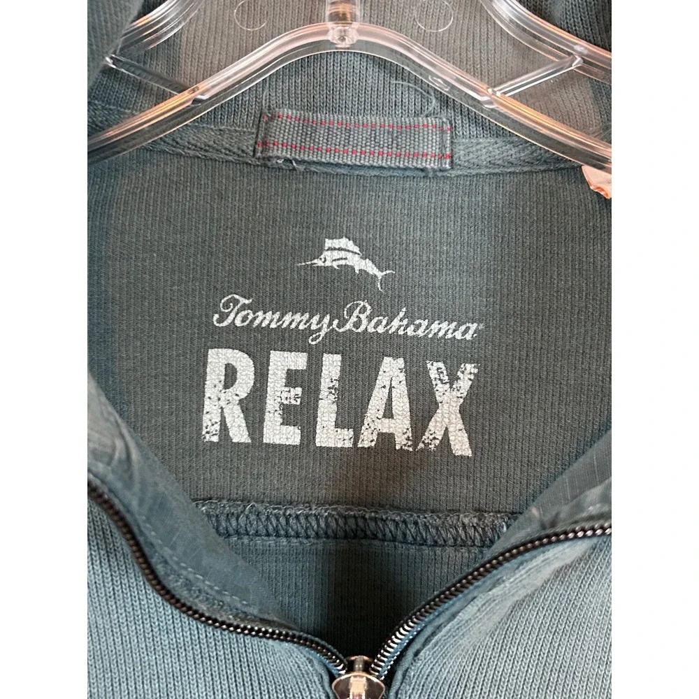 Tommy‎ Bahama Relax Mens •M• Teal Blue Beachy Quarter Zip Layering Coastal Prep
